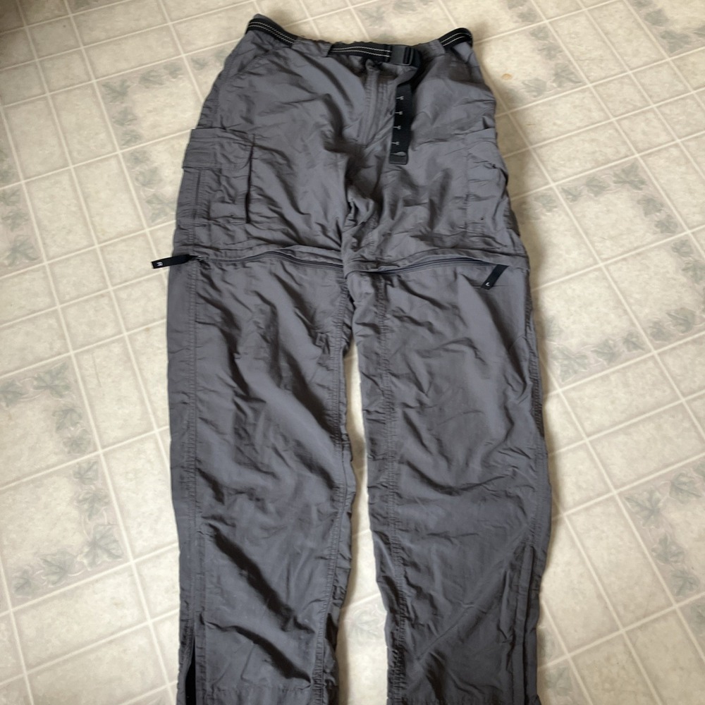 Magellan Fish Gear Convertible Pants Men Large Gray Zip-Off Hiking Belted
